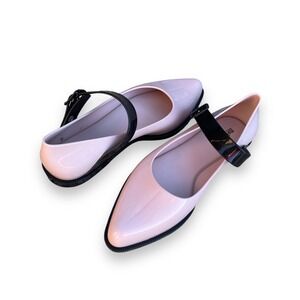 Melissa Mary Jane Jelly Flats Pink Black Patent Ballet Bowler Shoes Women Size 7
